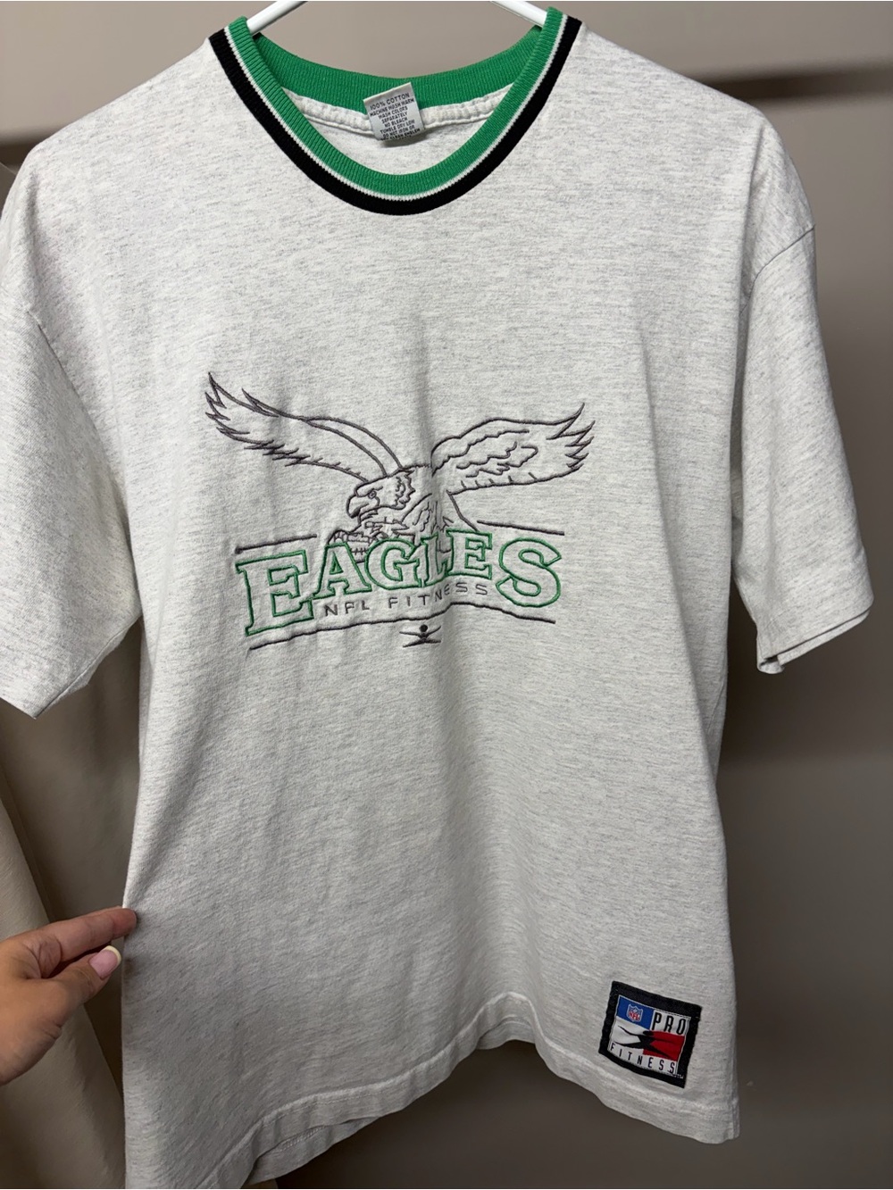 Vintage Philadelphia Eagles Short Sleeve T-Shirt in Heather Gray with Green Trim